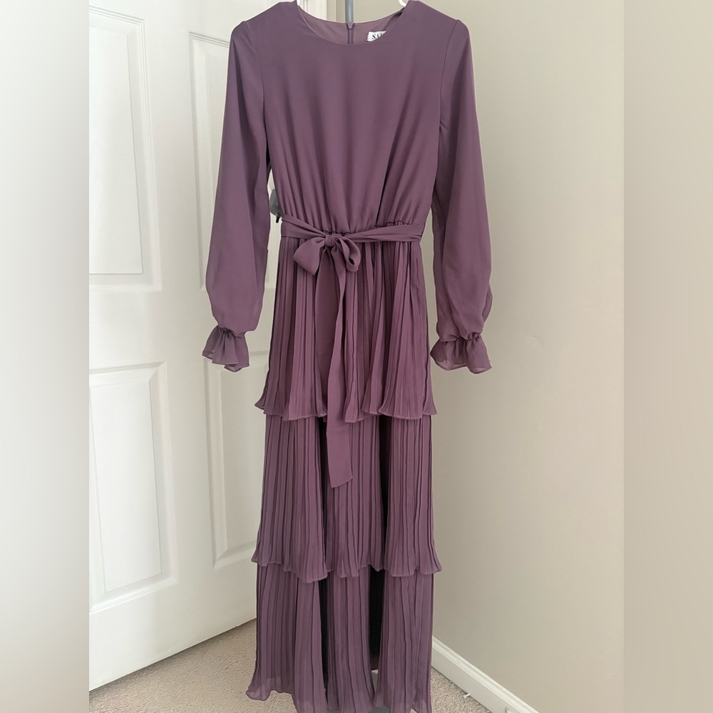 Elegant Purple Long Sleeve Dress